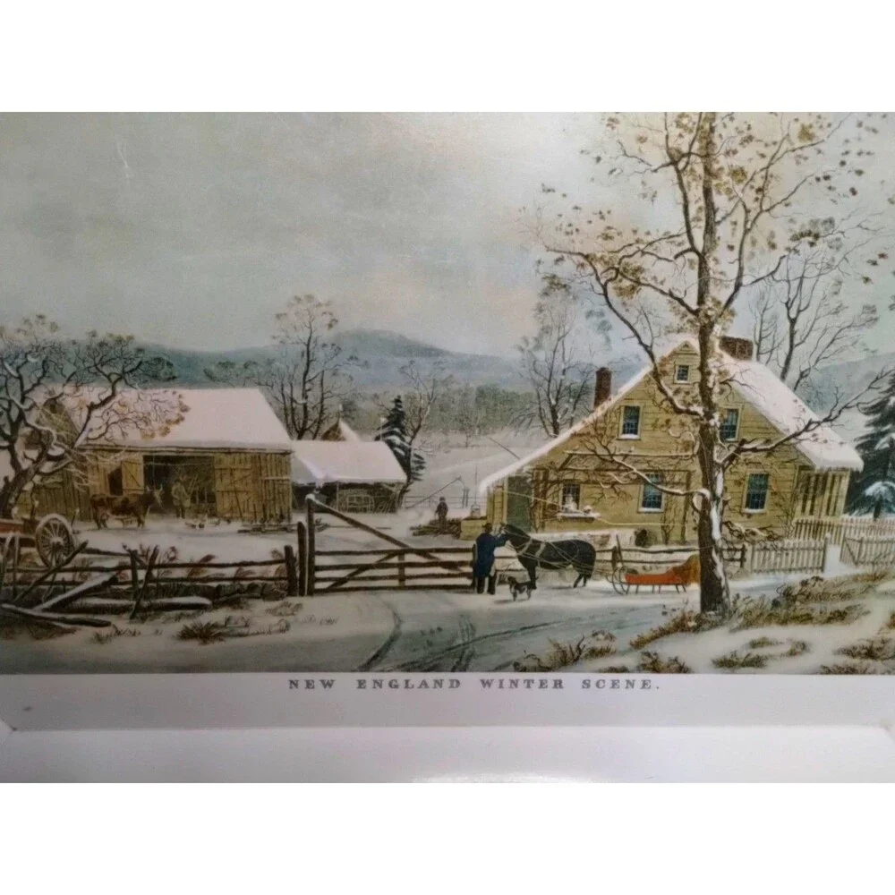 Vtg Waverly Melamine Serving Tray New England Winter Scene 20